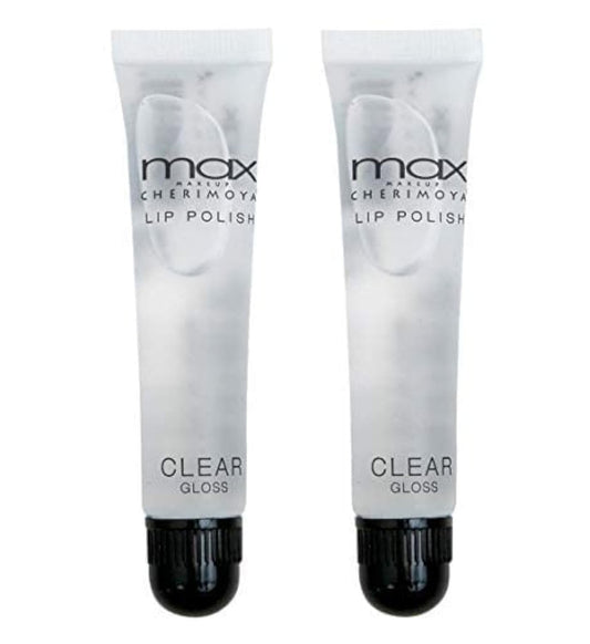 Cherimoya MAX Makeup Clear Lip Polish (2 Pack) - High-Shine Hydrating Lip Gloss