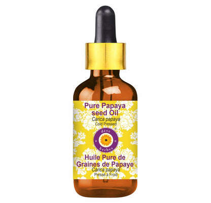 dève herbes Pure Papaya Seed Oil (Carica Papaya) - Cold Pressed, 100ml (3.38 oz) with Glass Dropper