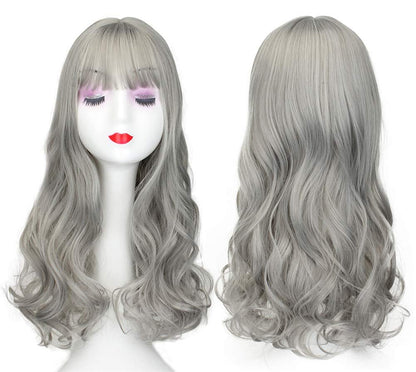 LXUE 20 Inch Long Wavy Clip in Wiglet Topper for Thinning Hair with Bangs - Grey