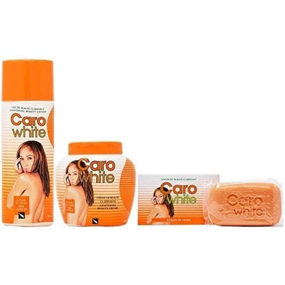 Caro White Set-3: Lotion 10.14oz, Cream 10.14oz, Soap 6.3oz – Skin Brightening & Moisturizing Trio