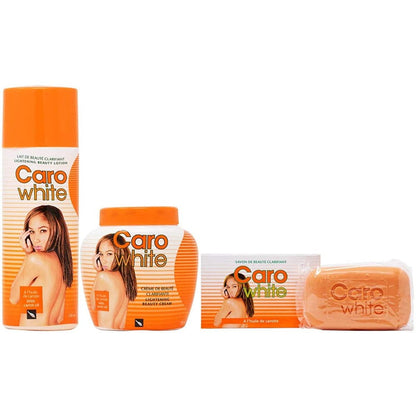 Caro White Set-3: Lotion 10.14oz, Cream 10.14oz, Soap 6.3oz – Skin Brightening & Moisturizing Trio