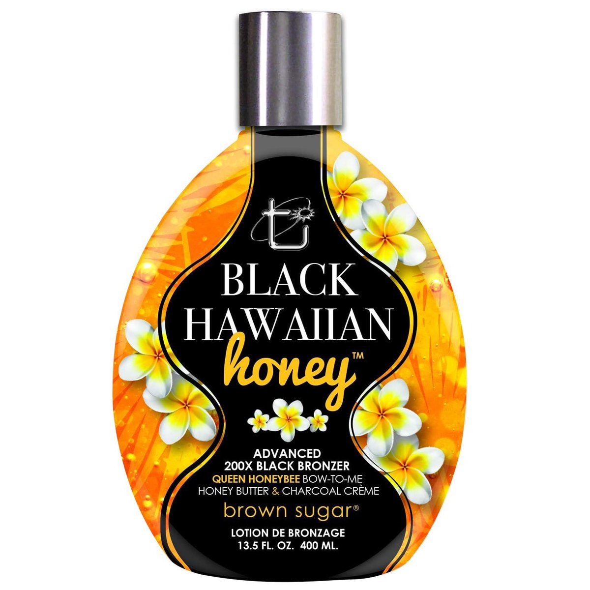 Brown Sugar Black Hawaiian Honey Tanning Lotion – Advanced 200X Black Bronzer with Queen Honeybee Complex, Honey Butter & Charcoal Creme, 13.5 oz - görsel 1