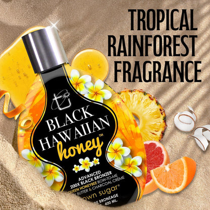 Brown Sugar Black Hawaiian Honey Tanning Lotion – Advanced 200X Black Bronzer with Queen Honeybee Complex, Honey Butter & Charcoal Creme, 13.5 oz