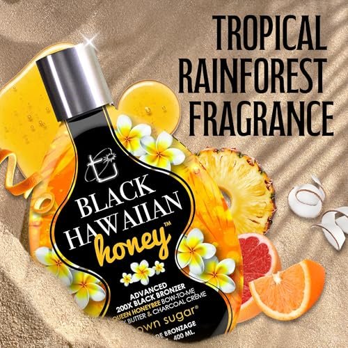 Brown Sugar Black Hawaiian Honey Tanning Lotion – Advanced 200X Black Bronzer with Queen Honeybee Complex, Honey Butter & Charcoal Creme, 13.5 oz - görsel 10