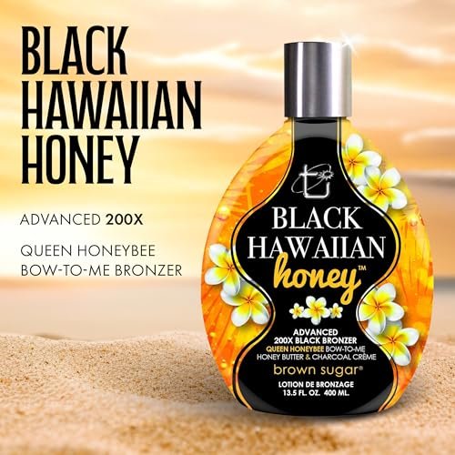 Brown Sugar Black Hawaiian Honey Tanning Lotion – Advanced 200X Black Bronzer with Queen Honeybee Complex, Honey Butter & Charcoal Creme, 13.5 oz - görsel 4