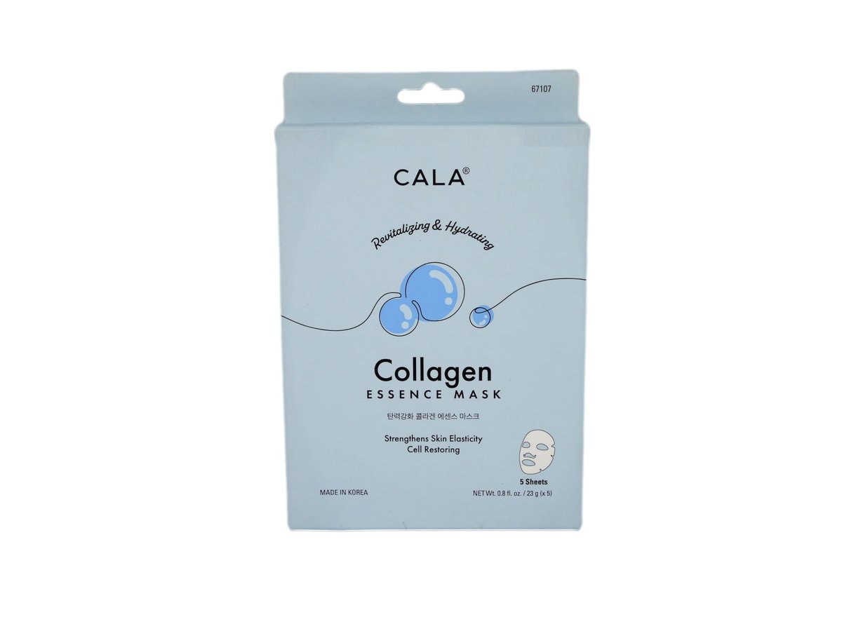 Cala Collagen Essence Facial Sheet Masks, 5 Pack - Ultra-Thin Hydrating Face Mask Sheets with Tea Tree + Herbal Extracts, Hyaluronic Acid, For Dry/Dull Skin, 5-Min No-Rinse - görsel 1