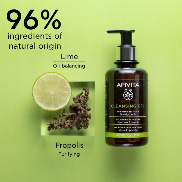 Apivita Purifying & Oil-Balancing Cleansing Gel for Face with Lime & Propolis - 6.67 Fl Oz - görsel 5