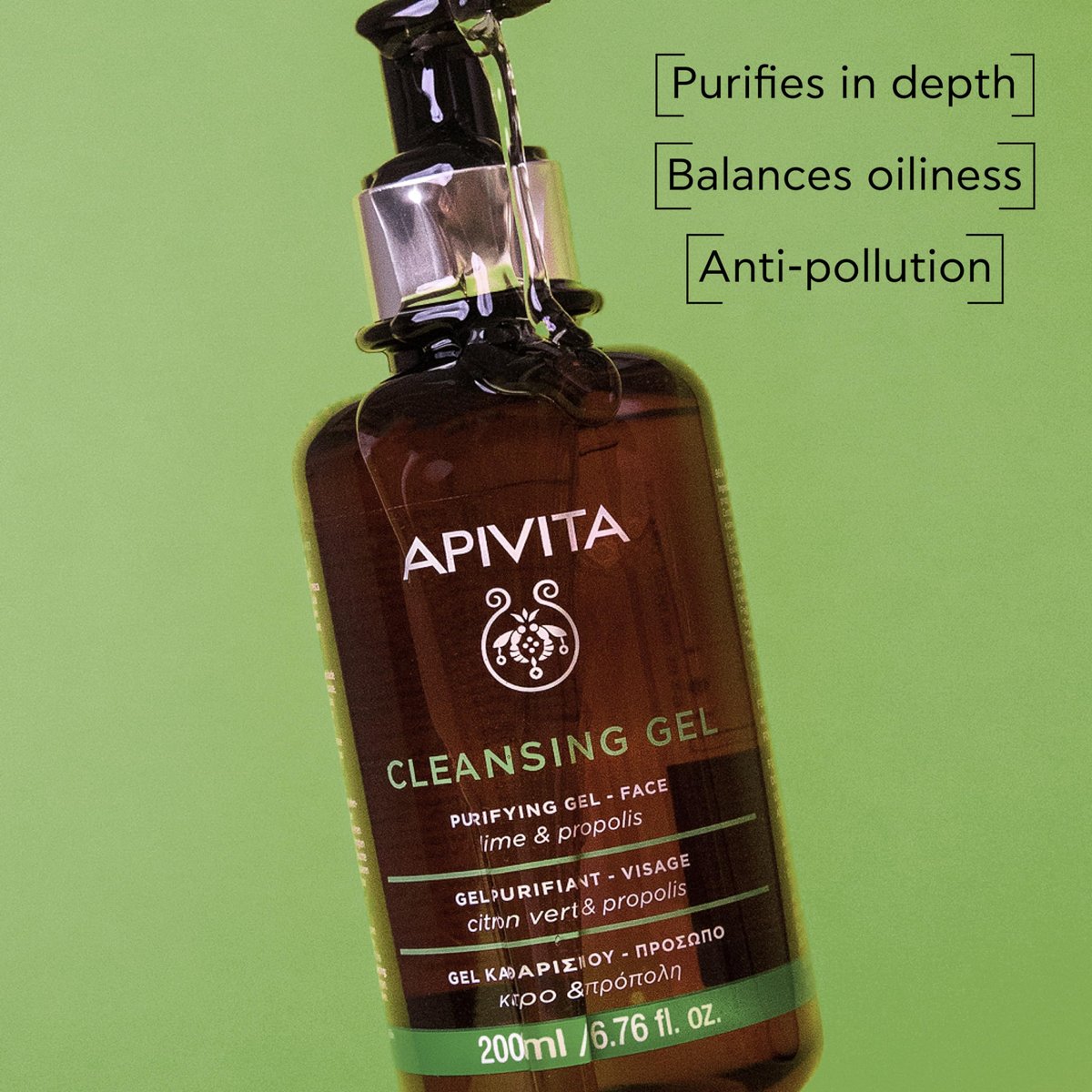 Apivita Purifying & Oil-Balancing Cleansing Gel for Face with Lime & Propolis - 6.67 Fl Oz - görsel 3