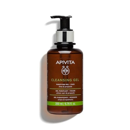 Apivita Purifying & Oil-Balancing Cleansing Gel for Face with Lime & Propolis - 6.67 Fl Oz