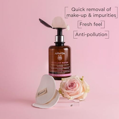 Apivita Micellar Water Hydrating & Nourishing Cleansing Micellar Water for Face & Eyes with Rose & Honey - 10.1 Fl Oz
