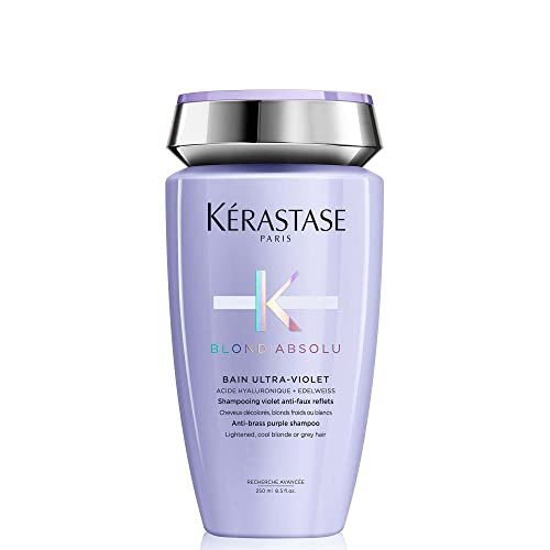 Kérastase Blond Absolu Bain Ultra-Violet Shampoo - Neutralizes Brass, Restores Shine & Softness for Blonde, Highlighted & Gray Hair Avelisse