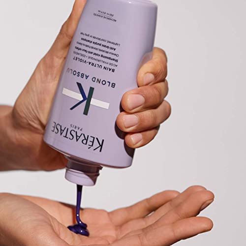 Kérastase Blond Absolu Bain Ultra-Violet Shampoo - Neutralizes Brass, Restores Shine & Softness for Blonde, Highlighted & Gray Hair Avelisse