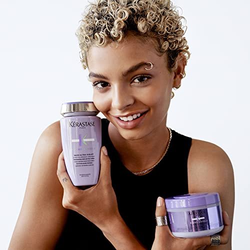 Kérastase Blond Absolu Bain Ultra-Violet Shampoo - Neutralizes Brass, Restores Shine & Softness for Blonde, Highlighted & Gray Hair Avelisse