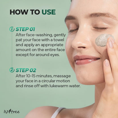IsNtree Mugwort Calming Clay Mask 100ml - Deep Pore Cleansing & Sebum Control, Soothing Wash-Off Mask for Sensitive Skin Avelisse