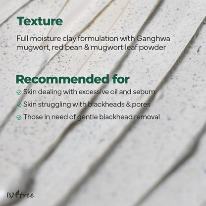 IsNtree Mugwort Calming Clay Mask 100ml - Deep Pore Cleansing & Sebum Control, Soothing Wash-Off Mask for Sensitive Skin Avelisse