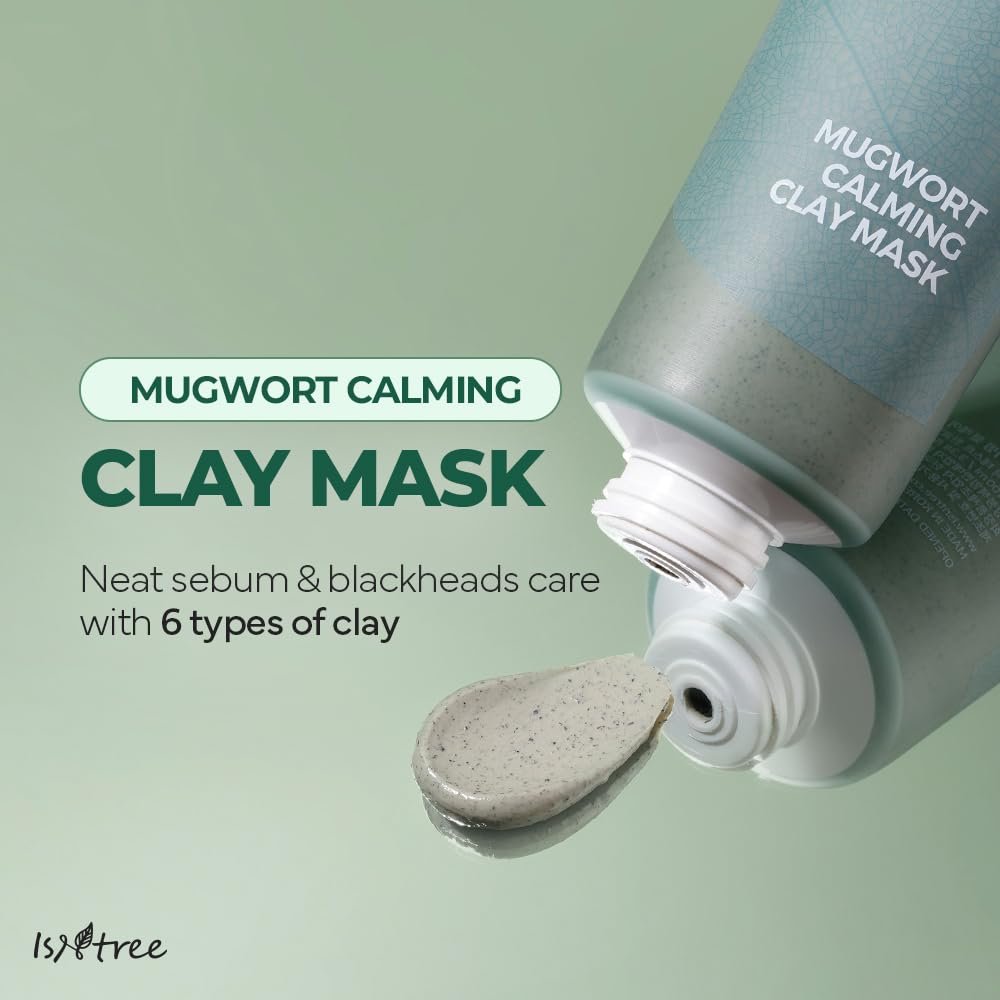 IsNtree Mugwort Calming Clay Mask 100ml - Deep Pore Cleansing & Sebum Control, Soothing Wash-Off Mask for Sensitive Skin Avelisse