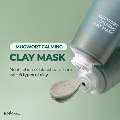IsNtree Mugwort Calming Clay Mask 100ml - Deep Pore Cleansing & Sebum Control, Soothing Wash-Off Mask for Sensitive Skin Avelisse