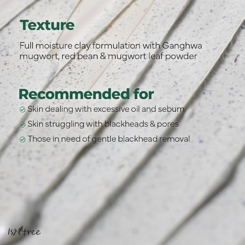 IsNtree Mugwort Calming Clay Mask 100ml - Deep Pore Cleansing & Sebum Control, Soothing Wash-Off Mask for Sensitive Skin Avelisse