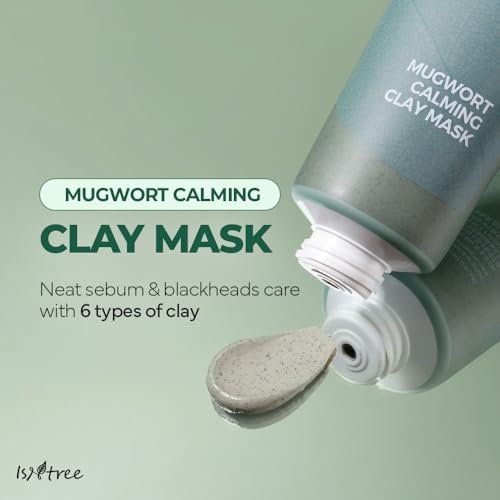 IsNtree Mugwort Calming Clay Mask 100ml - Deep Pore Cleansing & Sebum Control, Soothing Wash-Off Mask for Sensitive Skin Avelisse