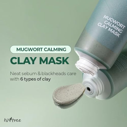 IsNtree Mugwort Calming Clay Mask 100ml - Deep Pore Cleansing & Sebum Control, Soothing Wash-Off Mask for Sensitive Skin Avelisse