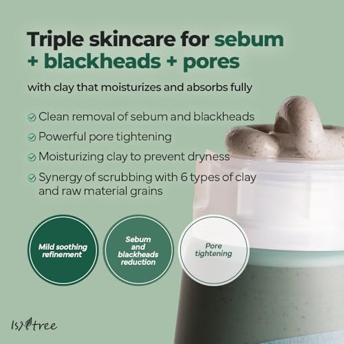 IsNtree Mugwort Calming Clay Mask 100ml - Deep Pore Cleansing & Sebum Control, Soothing Wash-Off Mask for Sensitive Skin Avelisse
