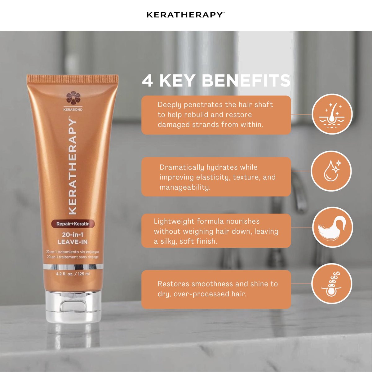 KERATHERAPY Keratin Infused KeratinFIXX 20-in-1 Leave-in Conditioner with Caviar Extract & Argan Oil - 4.2 fl oz Avelisse