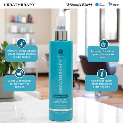 KERATHERAPY Keratin Infused Moisture Leave In Conditioner Spray - 8.5 oz - Hydrating Leave-In with Jojoba Oil & Arginine for Damaged Hair Avelisse