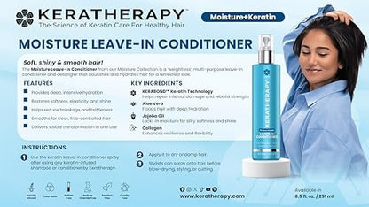 KERATHERAPY Keratin Infused Moisture Leave In Conditioner Spray - 8.5 oz - Hydrating Leave-In with Jojoba Oil & Arginine for Damaged Hair Avelisse