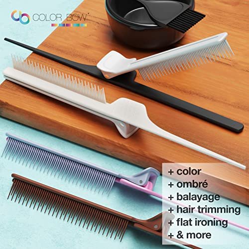 COLORBOW Rat Tail Teasing Comb (2 Pack) - Carbon Fiber Hair Straightener Comb for Precision Styling, Pink/Gray - görsel 12