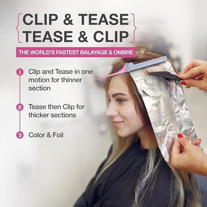 COLORBOW Rat Tail Teasing Comb (2 Pack) - Carbon Fiber Hair Straightener Comb for Precision Styling, Pink/Gray