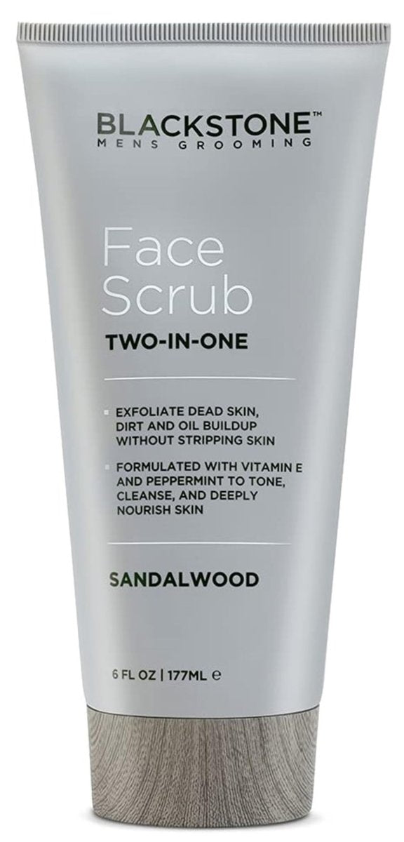 Blackstone Men's Grooming 2-in-1 Facial Scrub & Shave Gel with Vitamin E & Peppermint - Sandalwood (6 oz) - görsel 1