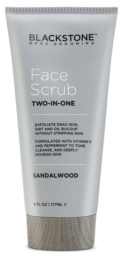 Blackstone Men's Grooming 2-in-1 Facial Scrub & Shave Gel with Vitamin E & Peppermint - Sandalwood (6 oz)