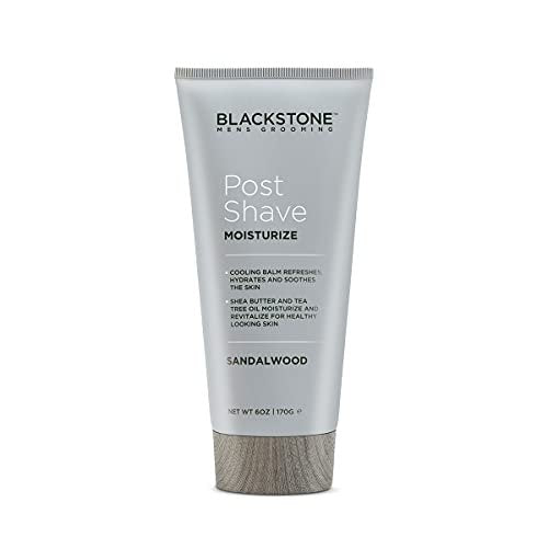Blackstone Men's Post Shave Moisturizer with Tea Tree Oil, Shea Butter, Vitamin E & Aloe - Soothing Cooling Balm, Sandalwood Scent, 6 oz Avelisse