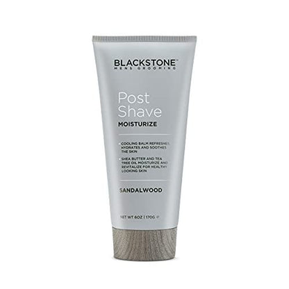 Blackstone Men's Post Shave Moisturizer with Tea Tree Oil, Shea Butter, Vitamin E & Aloe - Soothing Cooling Balm, Sandalwood Scent, 6 oz Avelisse