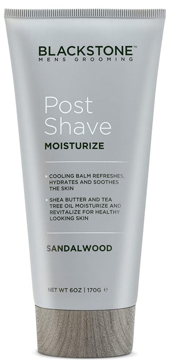 Blackstone Men's Post Shave Moisturizer with Tea Tree Oil, Shea Butter, Vitamin E & Aloe - Soothing Cooling Balm, Sandalwood Scent, 6 oz Avelisse