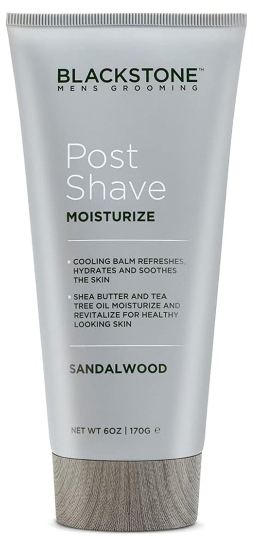 Blackstone Men's Post Shave Moisturizer with Tea Tree Oil, Shea Butter, Vitamin E & Aloe - Soothing Cooling Balm, Sandalwood Scent, 6 oz Avelisse