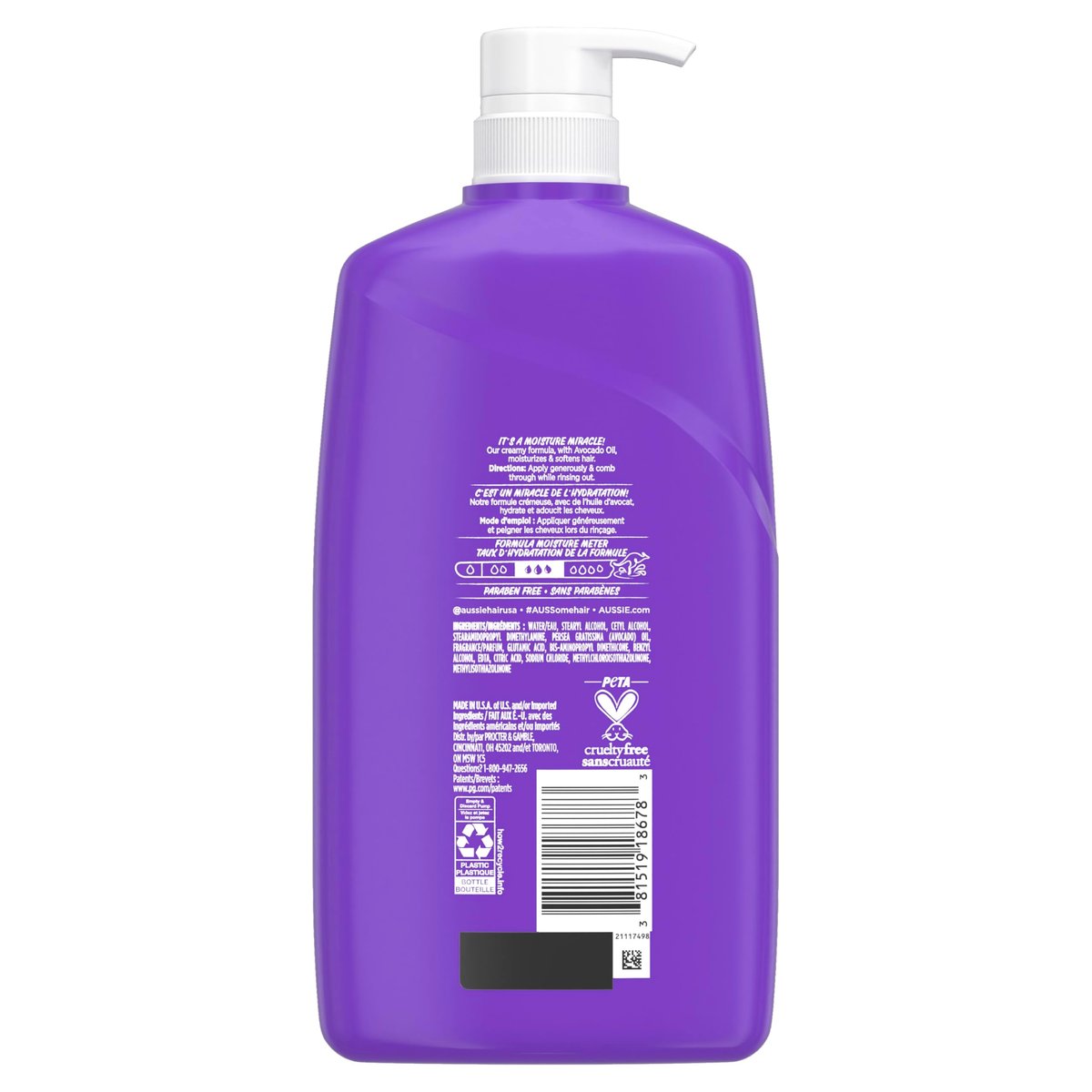 Aussie Miracle Moist Conditioner with Avocado & Jojoba Oil, Paraben Free, 26.2 fl oz - görsel 15