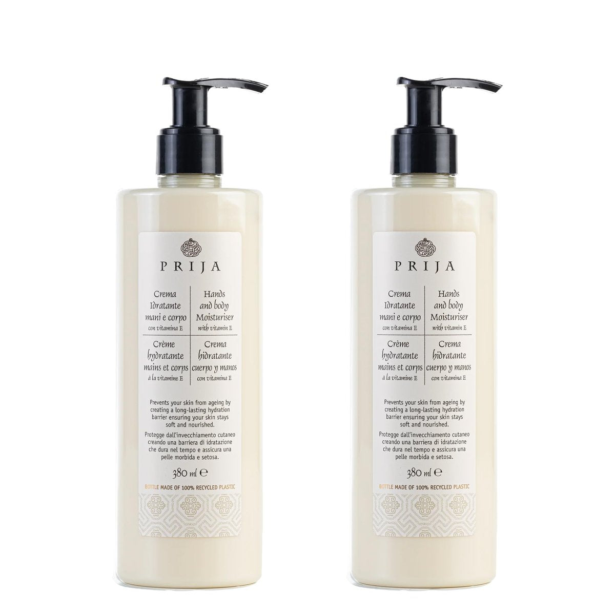 Prija Hands and Body Moisturizer with Vitamin E – Hydrating Lotion for Dry Skin, 2 x 12.85 Fl Oz - görsel 1