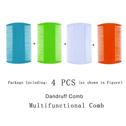 zYoung 4-Pack Double Sided Fine Tooth Hair Combs - Assorted Colors, Small Size