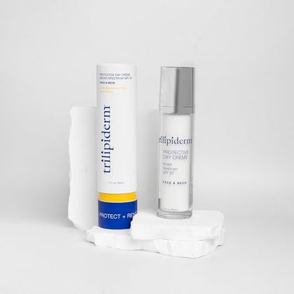 Trilipiderm Protective Day Crème SPF 30 2-Pack – Daily Face Moisturizer with Sunscreen for Dry & Sensitive Skin, Anti-Aging Cream, 1.7 oz Airless Pump Bottles