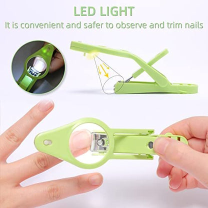 wefaner Nail Clippers with Fold-Away Magnifier and LED Light – Lighted Nail Clipper for Seniors, Adults, Baby, and Pet Care