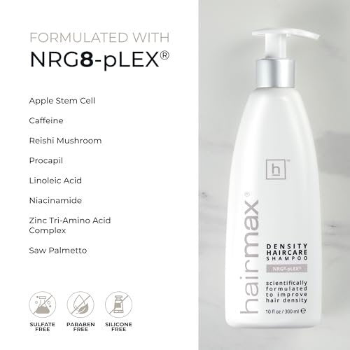 Hairmax Density Shampoo for Thinning Hair – Gentle Cleansing & Exfoliating Formula for Men & Women, 10 fl oz (300 ml) Avelisse