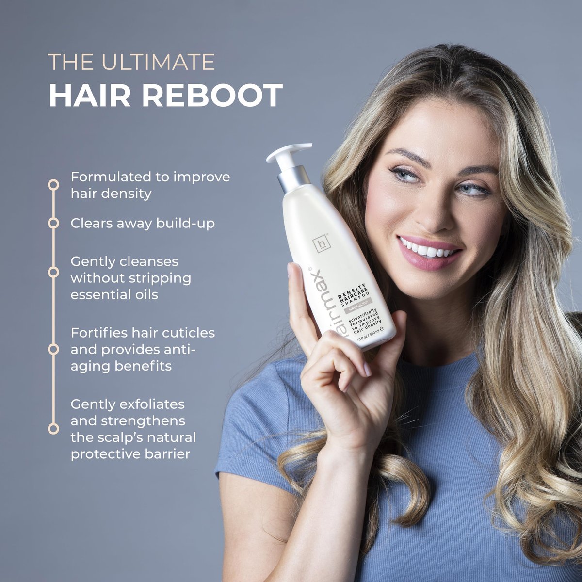 Hairmax Density Shampoo for Thinning Hair – Gentle Cleansing & Exfoliating Formula for Men & Women, 10 fl oz (300 ml) Avelisse