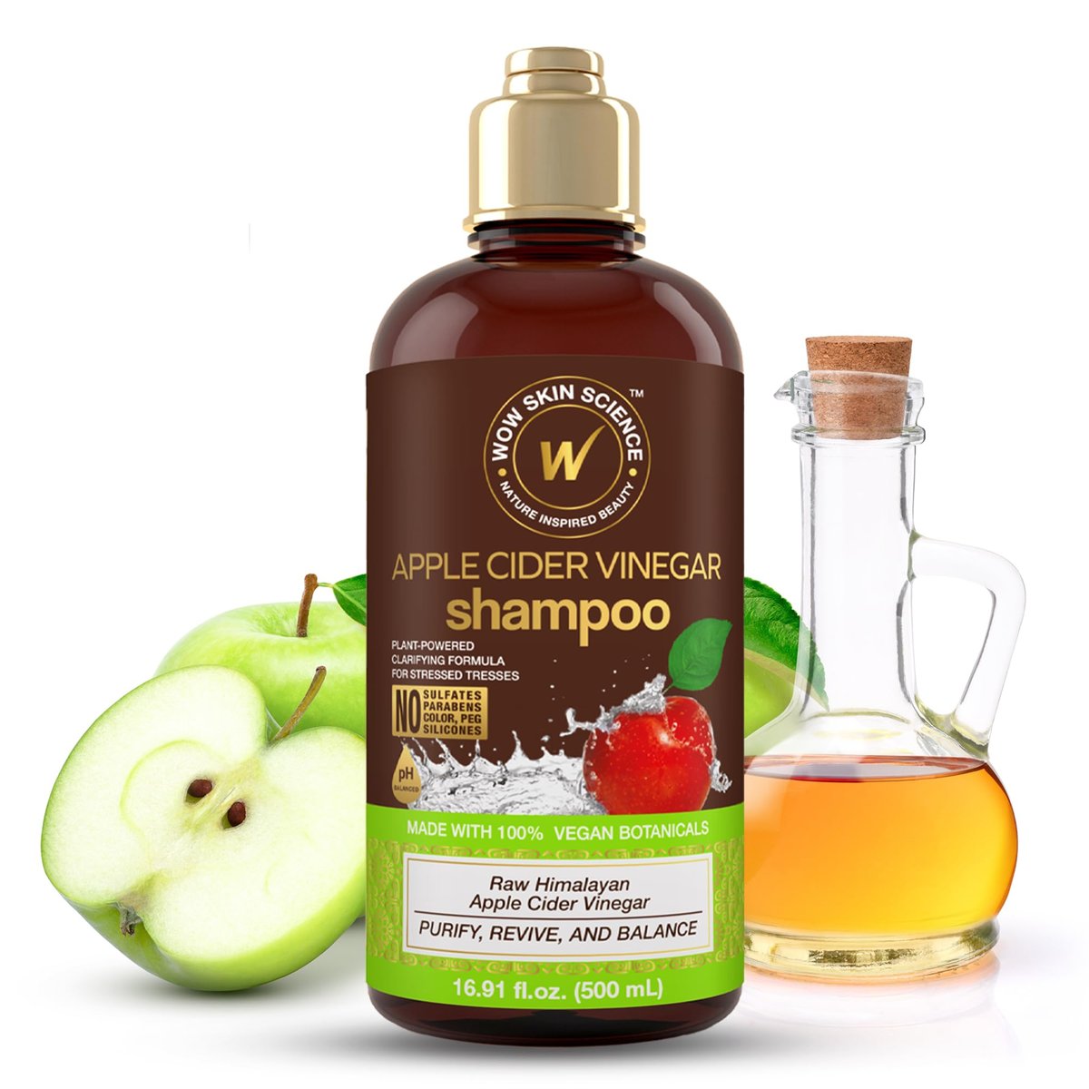 WOW Skin Science Apple Cider Vinegar Shampoo - 16.9 oz | Clarifying & pH Balancing for Healthy Hair - görsel 1