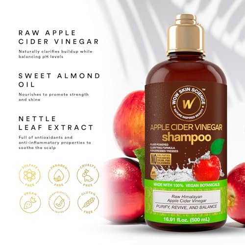 WOW Skin Science Apple Cider Vinegar Shampoo - 16.9 oz | Clarifying & pH Balancing for Healthy Hair - görsel 6