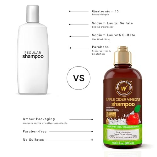 WOW Skin Science Apple Cider Vinegar Shampoo - 16.9 oz | Clarifying & pH Balancing for Healthy Hair - görsel 14