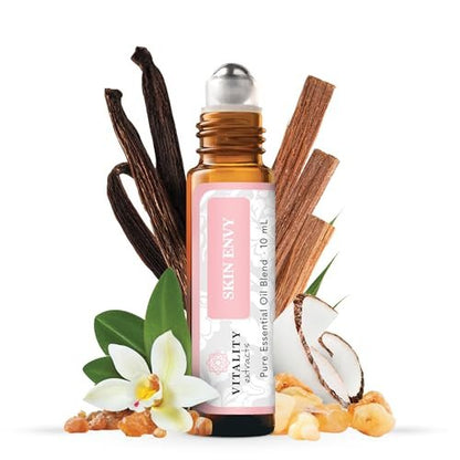 Vitality Extracts Skin Envy Face Moisturizer Serum with Coconut Oil, Collagen & Vitamin E - Vegan, Frankincense & Sandalwood Essential Care