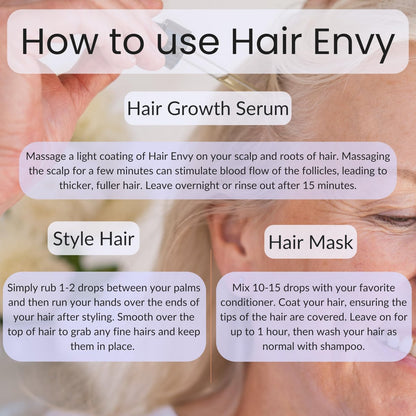 Vitality Extracts Hair Envy - Natural Hair Growth Serum with 15 Plant Extracts, 100% Pure Essential Oils - Strengthen Hair, Minimize Breakage, Stimulate Follicles Avelisse