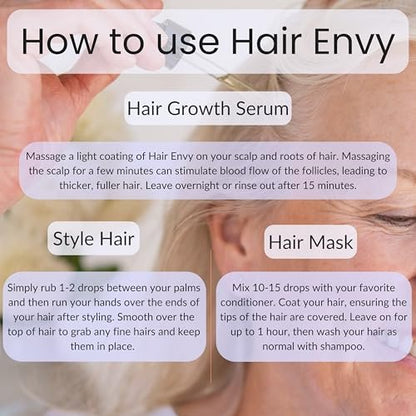 Vitality Extracts Hair Envy - Natural Hair Growth Serum with 15 Plant Extracts, 100% Pure Essential Oils - Strengthen Hair, Minimize Breakage, Stimulate Follicles Avelisse