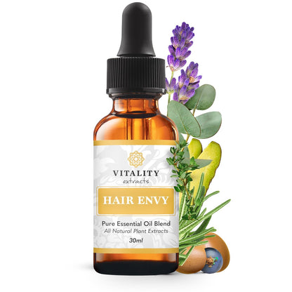 Vitality Extracts Hair Envy - Natural Hair Growth Serum with 15 Plant Extracts, 100% Pure Essential Oils - Strengthen Hair, Minimize Breakage, Stimulate Follicles Avelisse